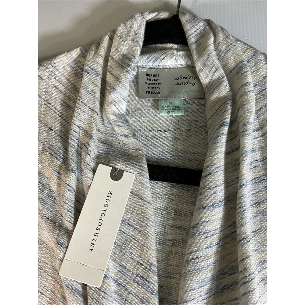 Anthropologie Saturday Sunday Women's Wrap Top Medium Marled Beige Blue NWT